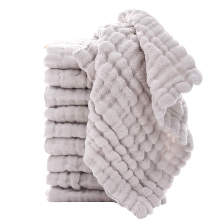 Baby Washcloths - Natural Cotton Baby Wipes - Soft Newborn Face Towel for Sensitive Skin - 10 Pack, 12X12 Inches