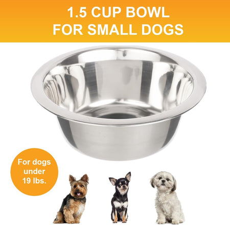 Stainless Steel Dog and Cat Bowls (2 Pack) Neater Feeder Deluxe or Express Extra Replacement Bowl (Metal Food and Water Dish) (1.5 Cup Deep)