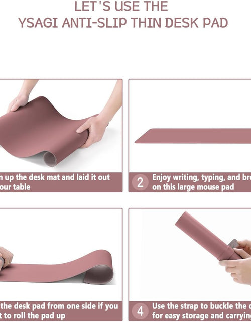 Load image into Gallery viewer, Non-Slip Leather Desk Pad L Size, Waterproof Laptop Computer Desk Keyboard Mat, Table Protector Blotter Mat, Large Mouse Pad for Office/Work/Home/Decor(Dark Pink, 35.4" X 17")
