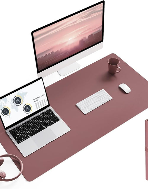 Load image into Gallery viewer, Non-Slip Leather Desk Pad L Size, Waterproof Laptop Computer Desk Keyboard Mat, Table Protector Blotter Mat, Large Mouse Pad for Office/Work/Home/Decor(Dark Pink, 35.4" X 17")

