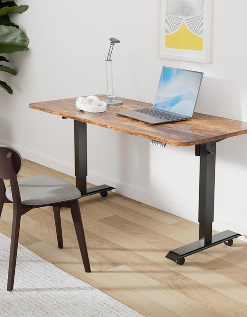 Load image into Gallery viewer, 55" Electric Standing Desk,Height Adjustable Home Office Sit Stand up Computer PC Table,Tall Standup Workstation, Gaming, Writing, Study,Bedroom Rising Desks with Two-Piece Desktop,Brown
