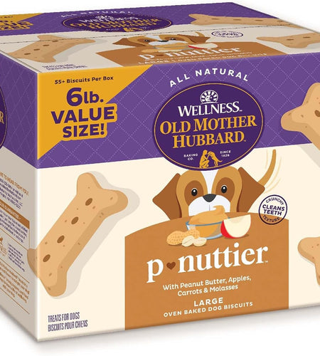 by Wellness Classic P-Nuttier Value Box Natural Dog Treats, Crunchy Oven-Baked Biscuits, Ideal for Training, Large Size, 6 Pound Box