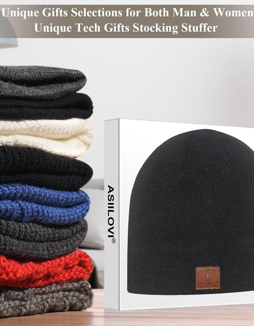 Load image into Gallery viewer, Bluetooth Beanie, Double-Layer Wool Lining Bluetooth Hat Beanie for Men/Women/Teens/Family, 20Hrs Playing, Gift Packaging for Christmas Stocking Stuffers Thanksgiving (001-Black)
