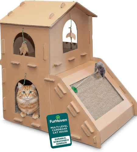 Cat Scratchers with Catnip - Tiger Tough Multi-Level Cat House Scratcher Playgrounds, Classic Reversible Scratching Board, Interactive Busy Box Toy Scratcher, and More