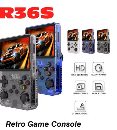R36S Retro Video Handheld Game Console Linux System 3.5 in IPS Screen 3000Mah Battery 64G/128G TF Card Preinstalled Games