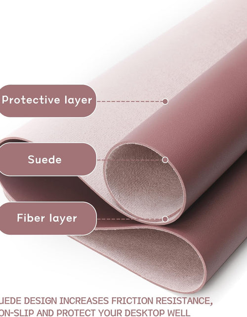 Load image into Gallery viewer, Non-Slip Leather Desk Pad L Size, Waterproof Laptop Computer Desk Keyboard Mat, Table Protector Blotter Mat, Large Mouse Pad for Office/Work/Home/Decor(Dark Pink, 35.4" X 17")
