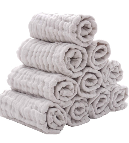 Baby Washcloths - Natural Cotton Baby Wipes - Soft Newborn Face Towel for Sensitive Skin - 10 Pack, 12X12 Inches