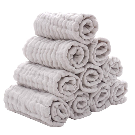 Baby Washcloths - Natural Cotton Baby Wipes - Soft Newborn Face Towel for Sensitive Skin - 10 Pack, 12X12 Inches