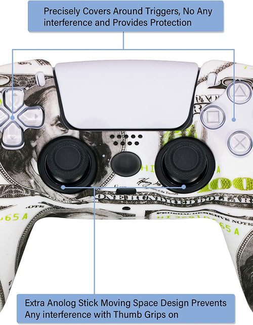 Load image into Gallery viewer, Water Transfer Printing Silicone Thickened Cover Skin Case for PS5 Dualsense Controller X 1(US Dollars) with Thumb Grips X 10
